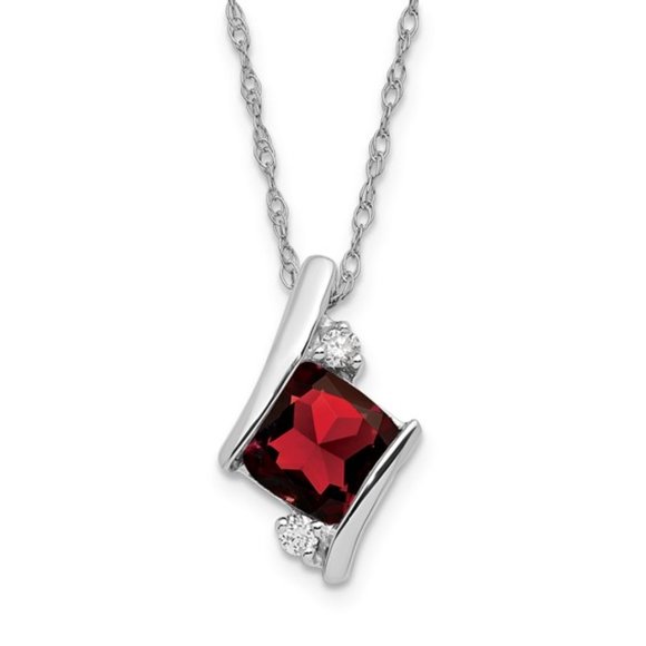 Sterling Silver Gemstone & Diamond Charm Pendant Necklace Square Checkerboard - Picture 15 of 16